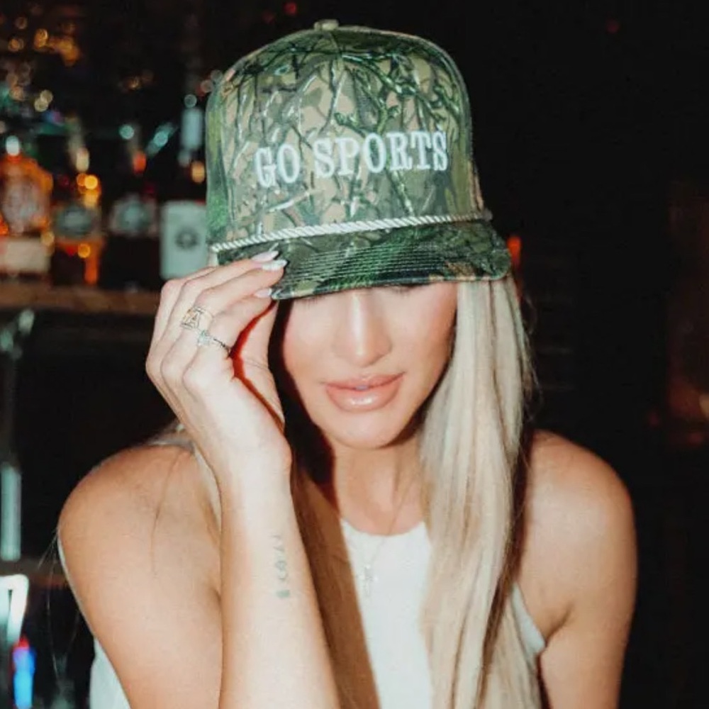 Green Camo Rope-Detail Trucker Hat